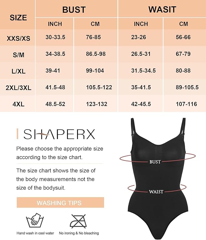 SHAPERX Women's Seamless Shapewear Bodysuit Tummy Control Body Shaper Waist Snatching Body Suit