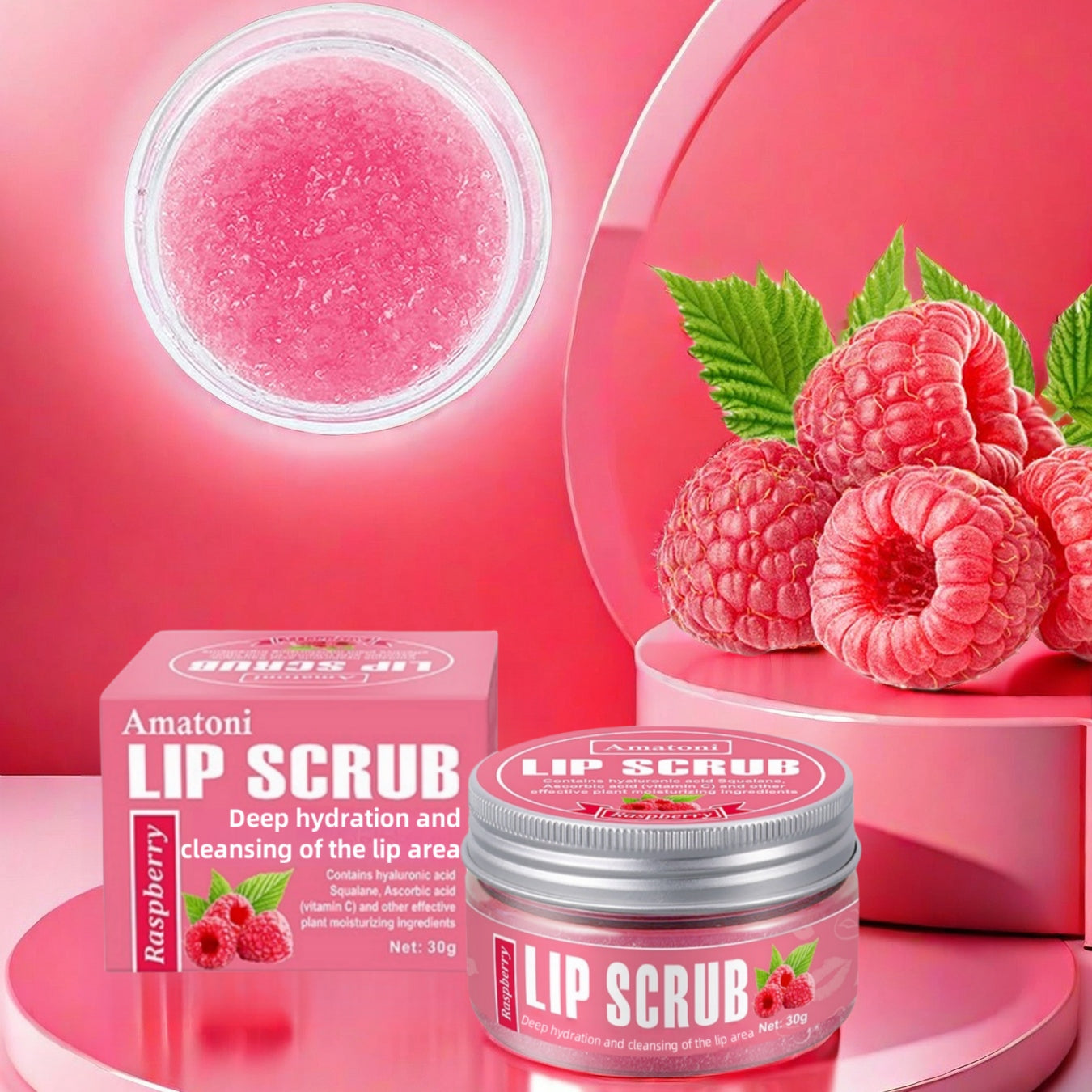 2-piece lip care set raspberry lip scrub 30g deep cleaning lipstick moisturizing gloss moisturizing lips
