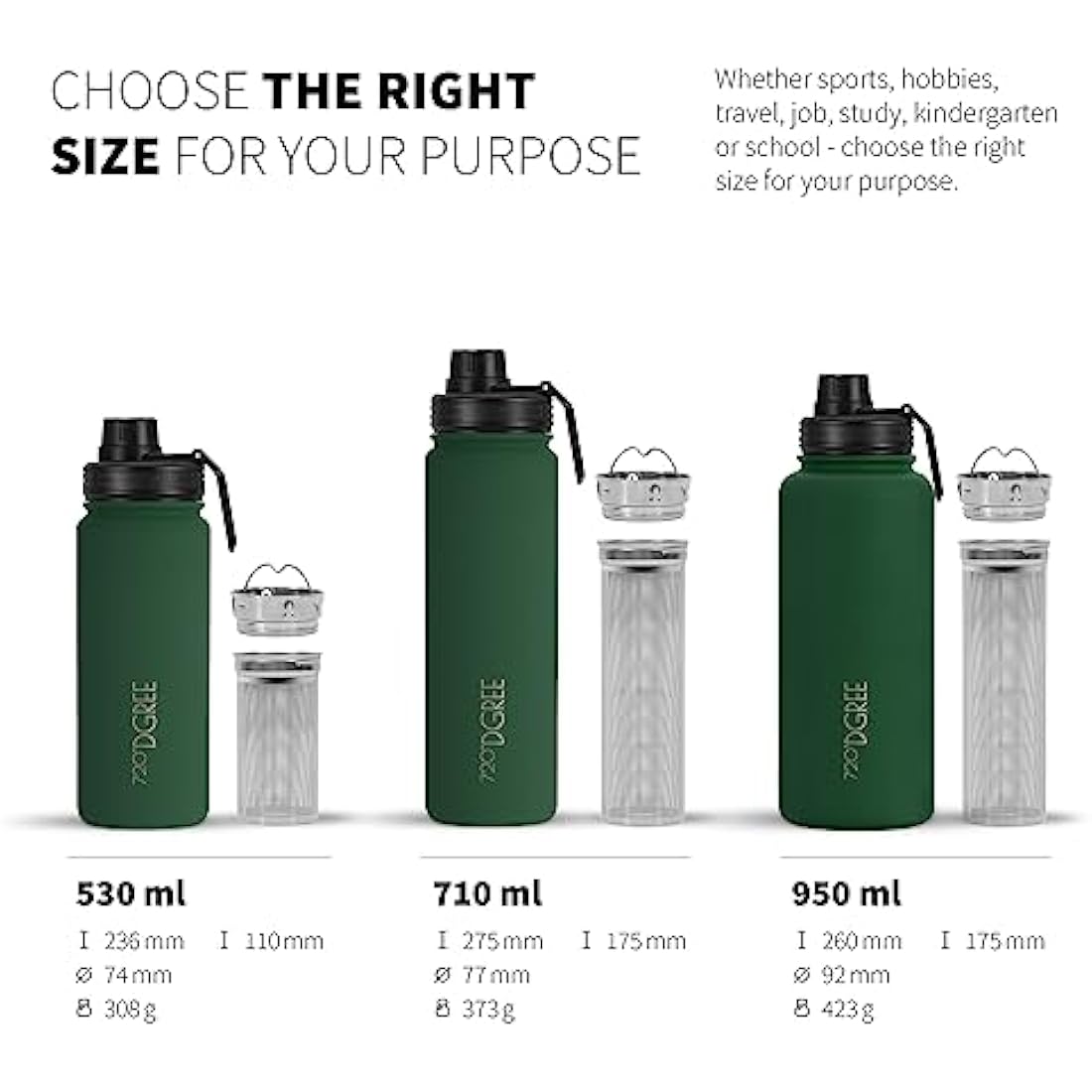 Vaccum Insulated Water Bottle + Infuser “no Limit“ - 950ml - Leakproof