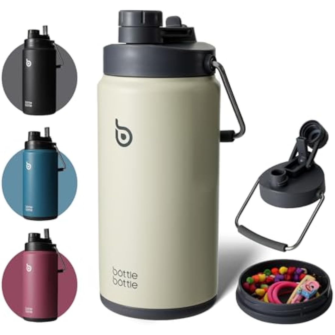 Insulated Water Bottle 2L with Straw and Dual-use Lid (Gray)