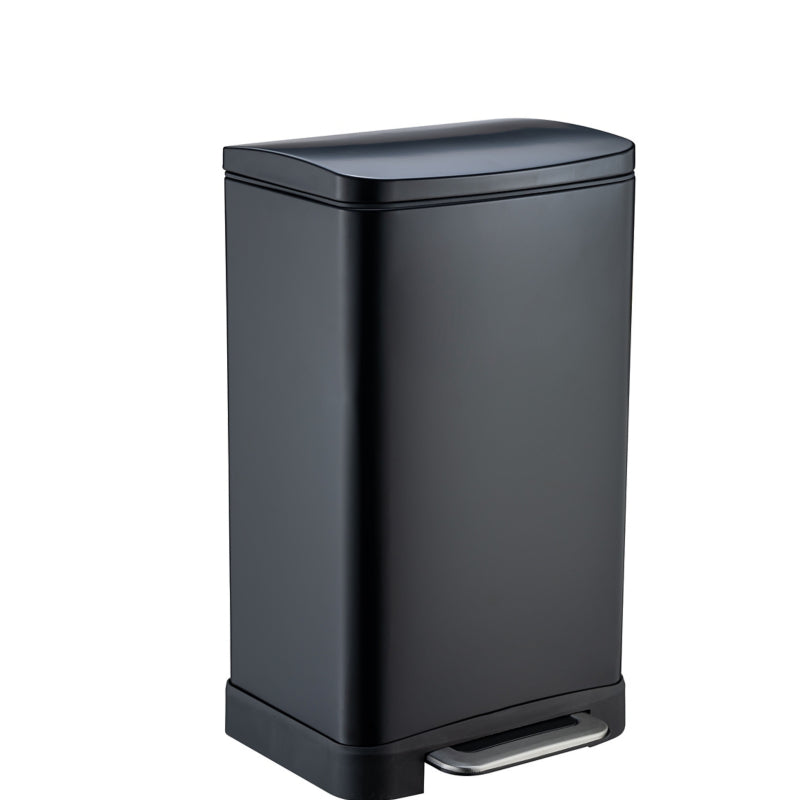 Black Rectangular Pedal Bin 30L – Silent Step Waste Bin with Inner Bucket