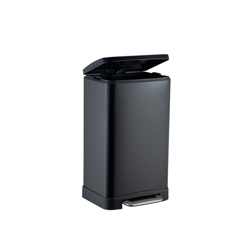 Black Rectangular Pedal Bin 30L – Silent Step Waste Bin with Inner Bucket