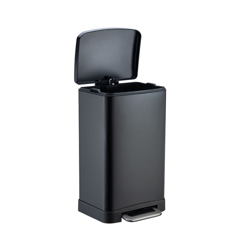 Black Rectangular Pedal Bin 30L – Silent Step Waste Bin with Inner Bucket
