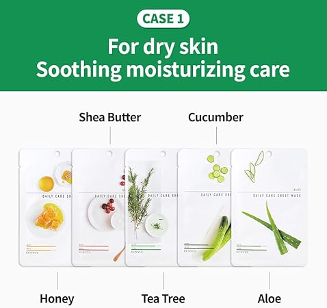 EUNYUL [Pack of 12] Daily Care Face Sheet Mask Pack 12 types Korean Skincare Hydrating Facial mask pack