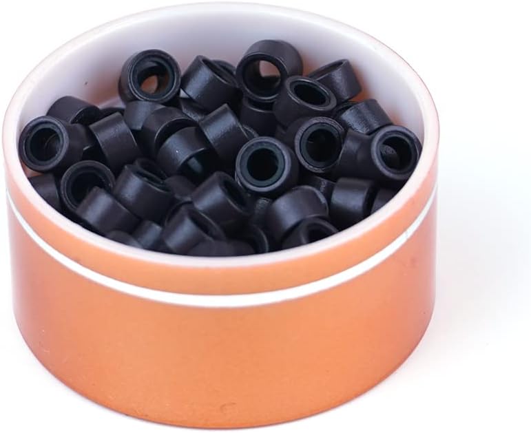 Kullke 500 Pcs 5.0mm Micro rings Silicon Lined Micro Rings Silicone Nano Beads for 0.7g/1.0g I Tip Stick Hair Extensions Aluminum Micro Rings Silicone Nano Rings Beads 5.0mm #3 Dark Brown