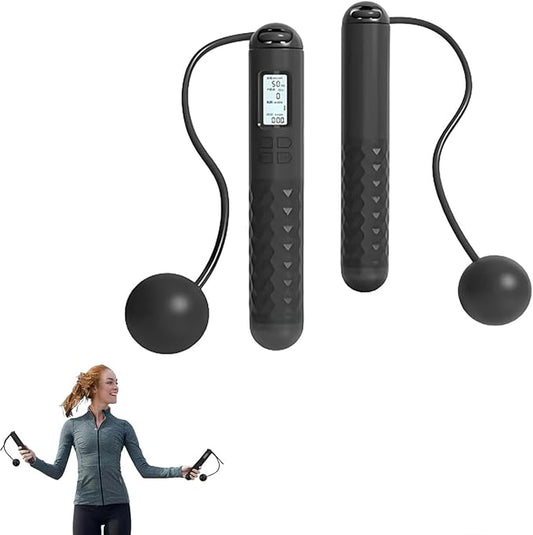 Cordless Skipping Ropes for Adults, Skipping Rope with counter, Ropeless Skipping Rope for Women Men Adults Kids Fitness, Skipping Rope Without Rope with Timer