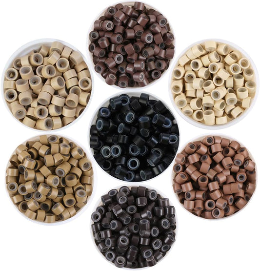 Kullke 500 Pcs 5.0mm Micro rings Silicon Lined Micro Rings Silicone Nano Beads for 0.7g/1.0g I Tip Stick Hair Extensions Aluminum Micro Rings Silicone Nano Rings Beads 5.0mm #3 Dark Brown