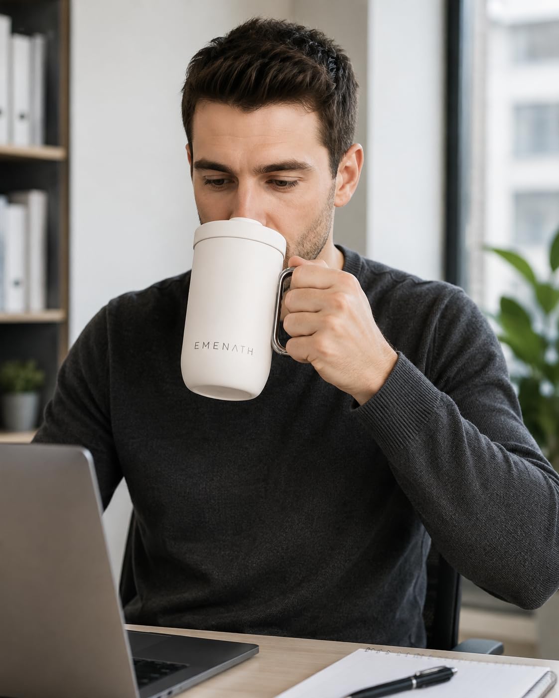 EMENATH Insulated Coffee Mug 380ml, 316 Stainless Steel