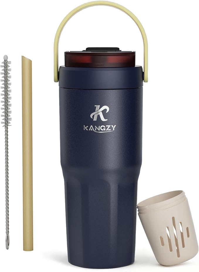 Coffee Cup Travel Mug 600ml – Stainless Steel Insulated Water Bottle, 2-in-1 Lid, Vacuum Thermal Cup, Leak-Proof Design, Keeps Drinks Hot 8H+ / Cold 24H – Work, Travel & Car (Navy)