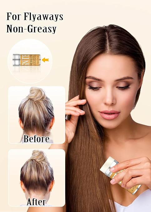 Hair Wax Stick & Slick Back Hair Brush Set, Non-greasy Styling Wax Stick, Slick Back Brush for Smoothing Flyaways & Frizz, Styling Comb Set - Bun Accessories for Women, Teen Girls