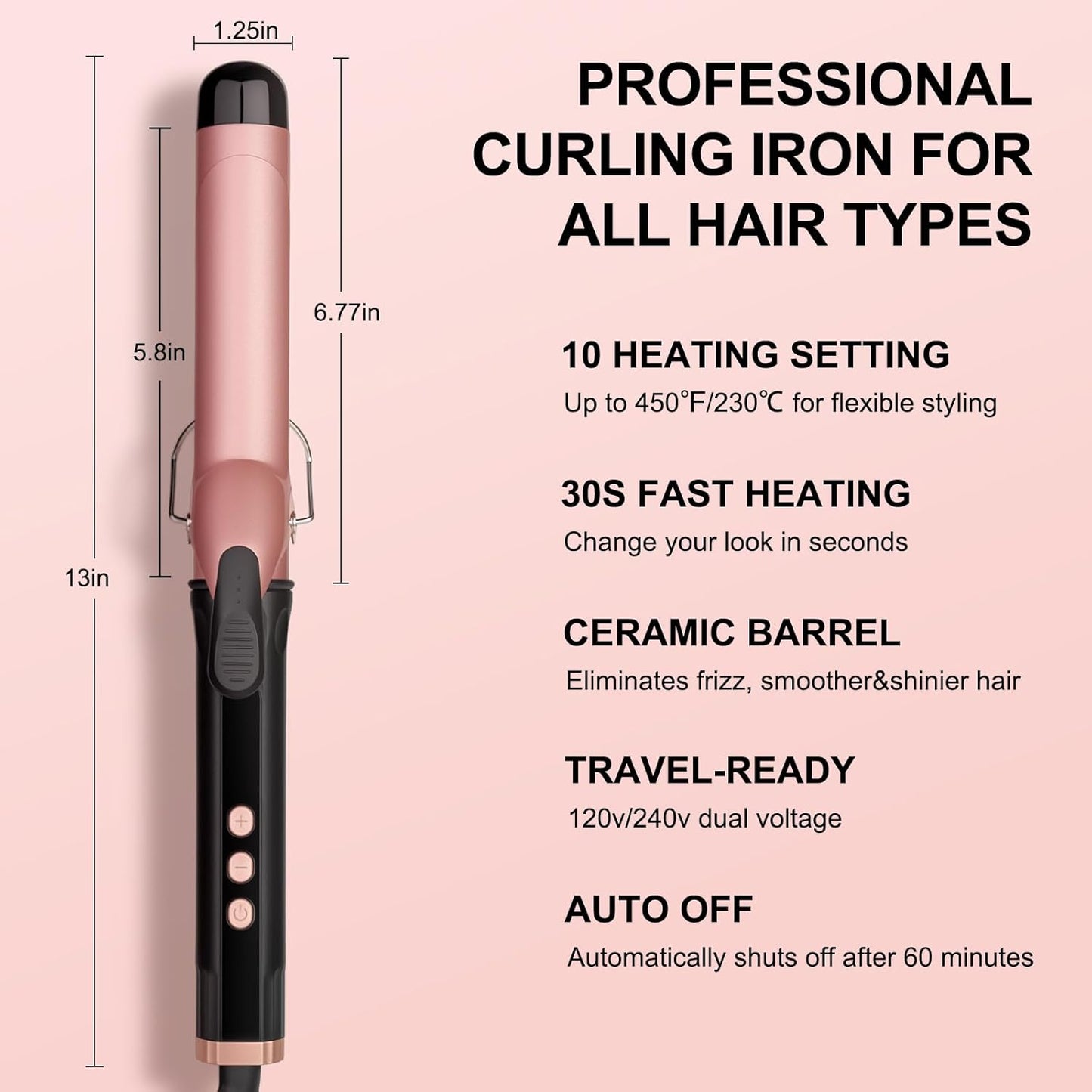 Curling Wand Hair Curler with Curling Tongs and Clamp.