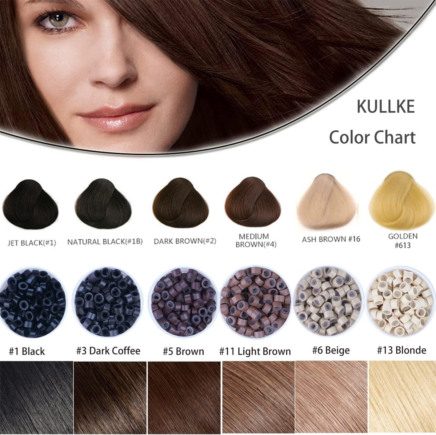 Kullke 500 Pcs 5.0mm Micro rings Silicon Lined Micro Rings Silicone Nano Beads for 0.7g/1.0g I Tip Stick Hair Extensions Aluminum Micro Rings Silicone Nano Rings Beads 5.0mm #3 Dark Brown