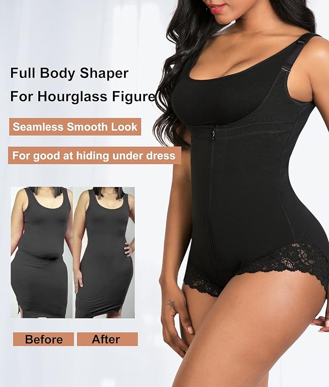 YIANNA Fajas Colombianas Shapewear for Women Postpartum Firm Tummy Control Body Shaper Butt Lifter Bodysuit
