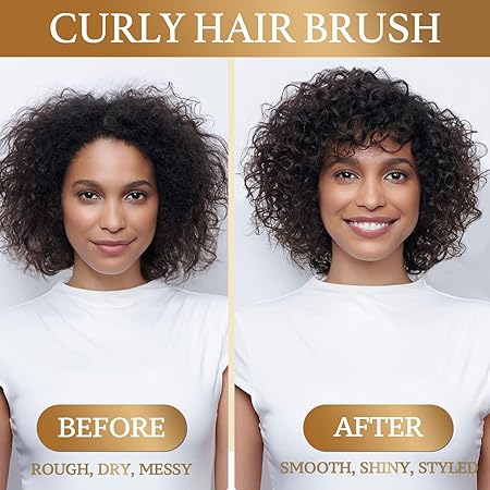 Curly Hair Brush, Bounce Curl Brush for Curl Hair, Curl Defining Brush for Women Men, Detangling Curl Brush Boar Bristle Hair Brush Less Pulling, Hair Separation