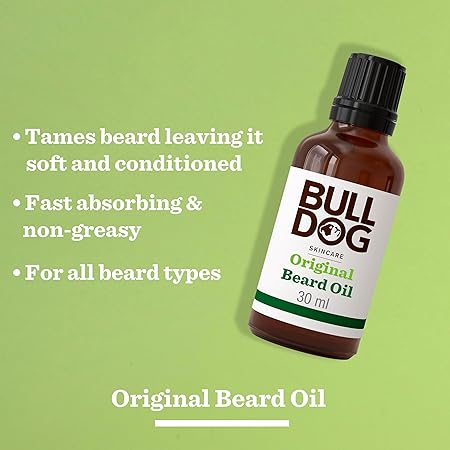 Bulldog Skincare Original Beard Oil, Men's Grooming, Beard Moisturiser for Softer, Supple Beards, 30g