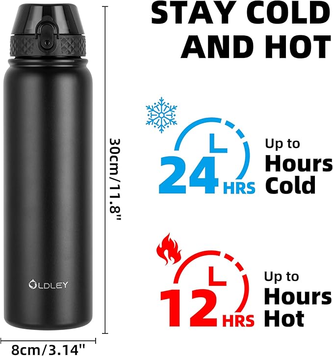 Insulated Stainless Steel Water Bottle with Straw 1L.