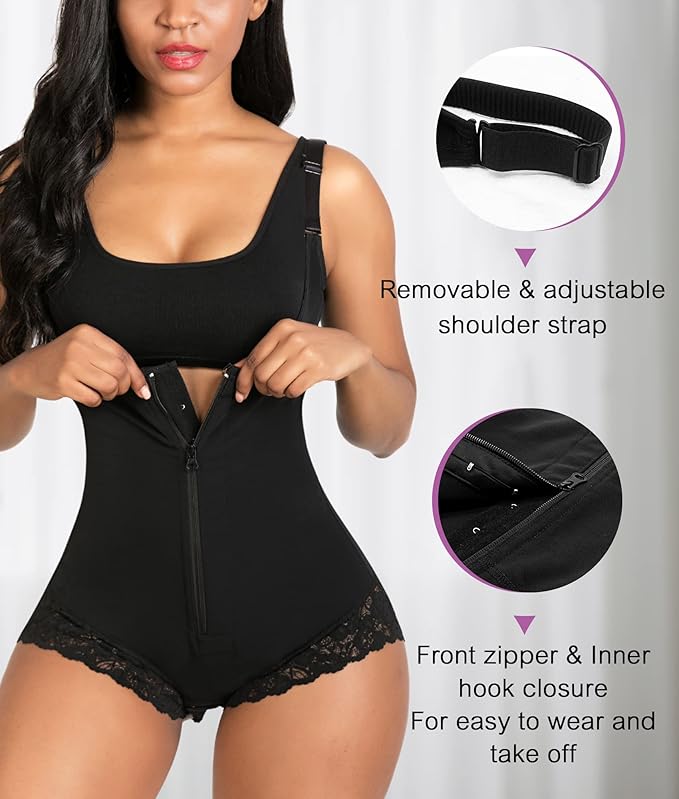 YIANNA Fajas Colombianas Shapewear for Women Postpartum Firm Tummy Control Body Shaper Butt Lifter Bodysuit