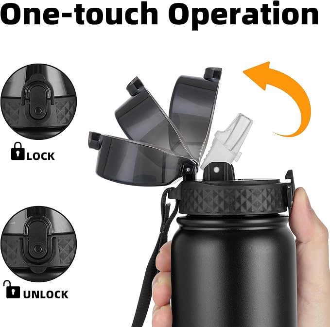 Insulated Stainless Steel Water Bottle with Straw 1L.
