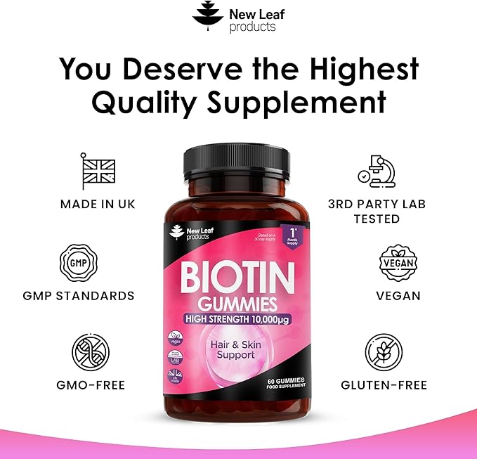 Beauty Hair Skin & Nails Gummies for Hair Growth & Skin Health Biotin 10,000µg