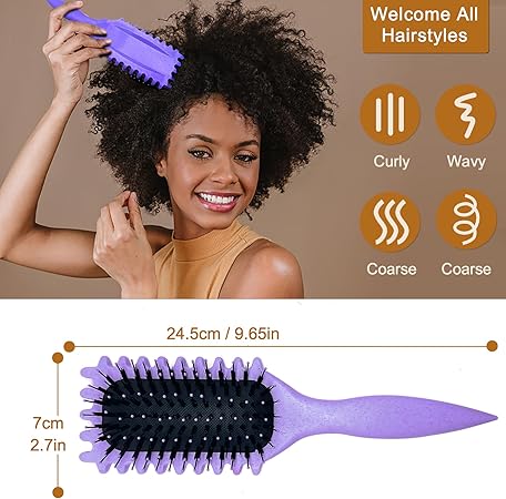Curly Hair Brush, Bounce Curl Brush for Curl Hair, Curl Defining Brush for Women Men, Detangling Curl Brush Boar Bristle Hair Brush Less Pulling, Hair Separation