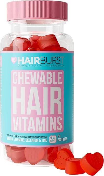 HAIR BURST Biotin Gummies for Hair Growth — Hair, Skin & Nails Vitamin Supplement, Reduces Breakage, Promotes Healthier Thicker- Daily Chewable Vitamins - 30 Day Supply