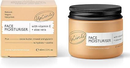 UpCircle Face Moisturiser with Argan Powder 60ml - Nourishing Day Cream - Vitamin E, Aloe Vera, Glycerin, Shea + Coconut Butter - Natural, Vegan + Cruelty-Free