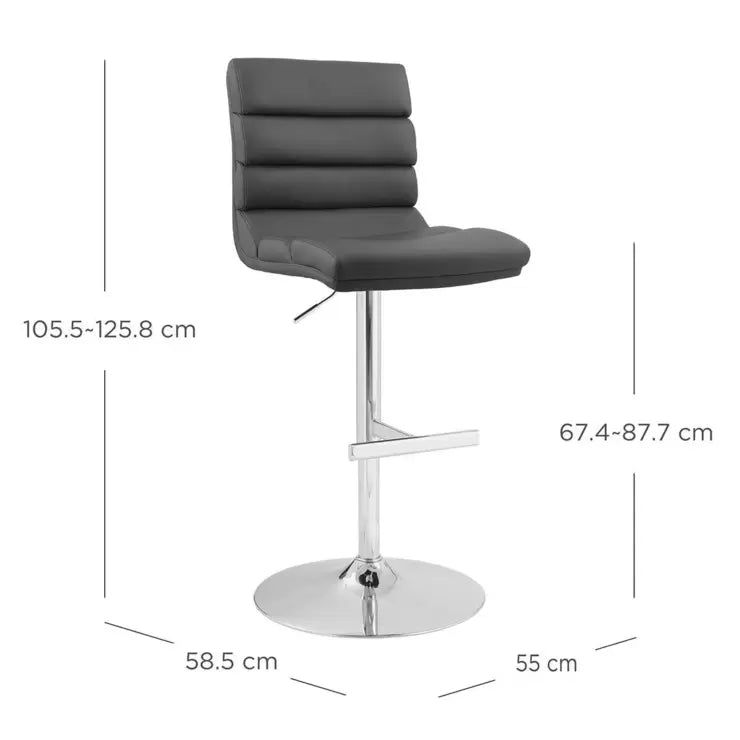 Bayside Furnishings Grey Bonded Leather Gas Lift Bar Stool