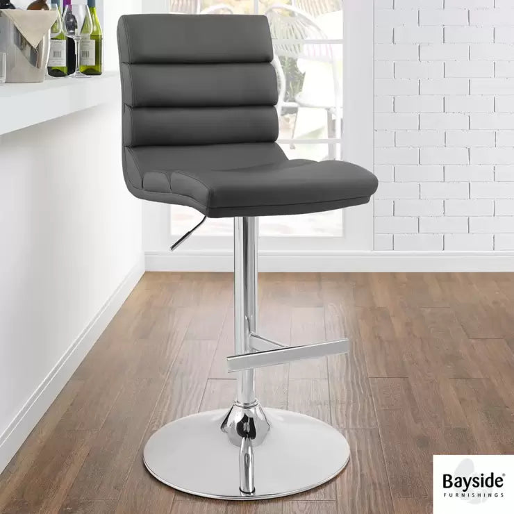 Bayside Furnishings Grey Bonded Leather Gas Lift Bar Stool