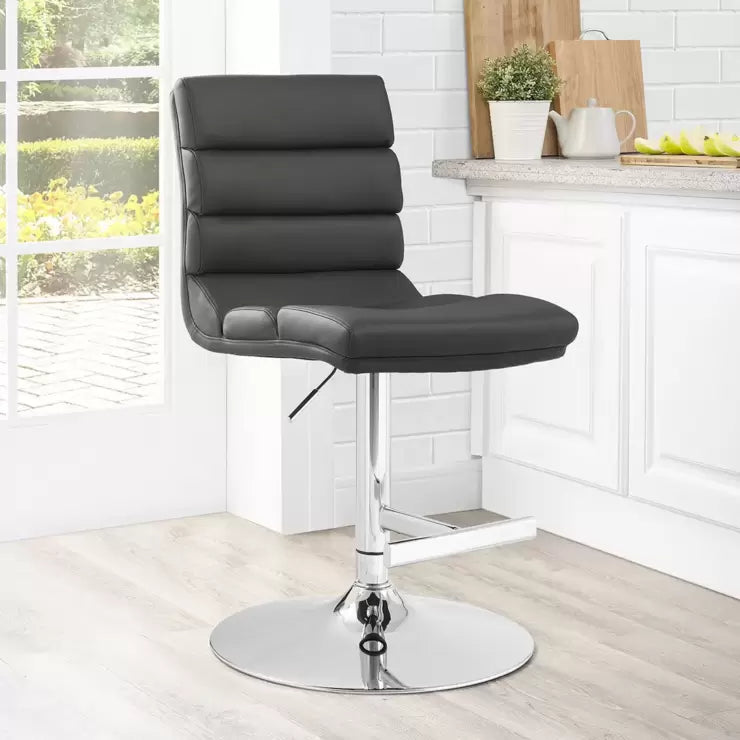 Bayside Furnishings Grey Bonded Leather Gas Lift Bar Stool