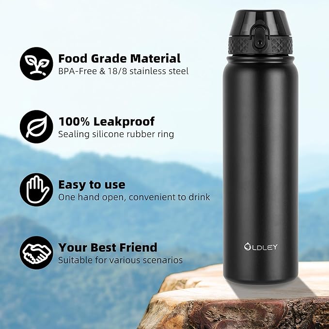 Insulated Stainless Steel Water Bottle with Straw 1L.