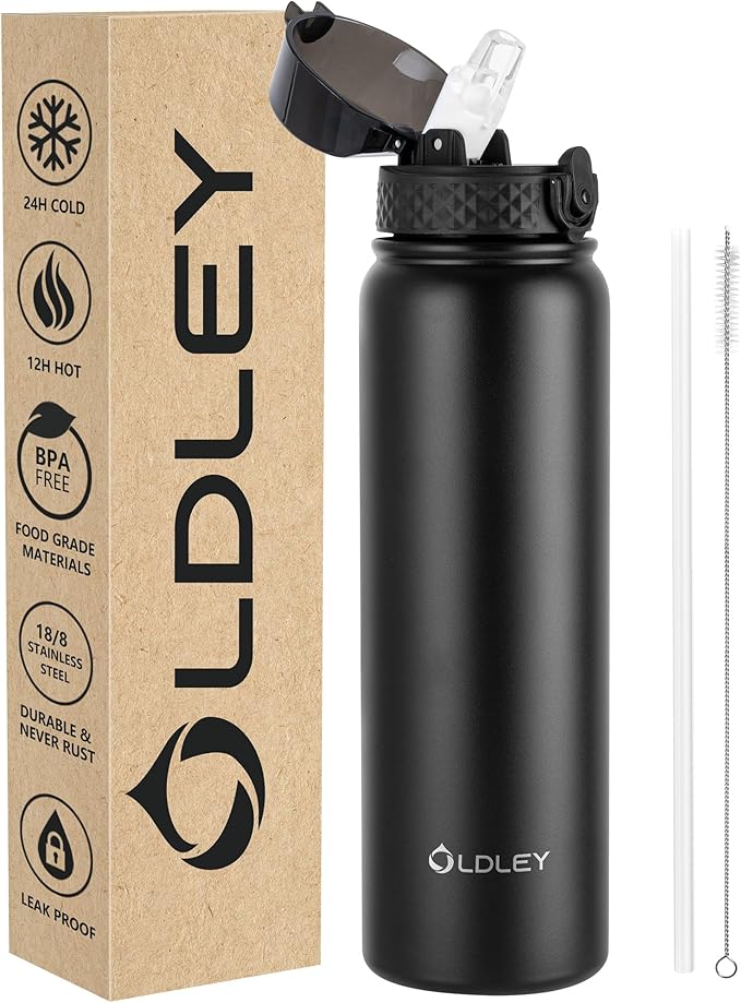 Insulated Stainless Steel Water Bottle with Straw 1L.