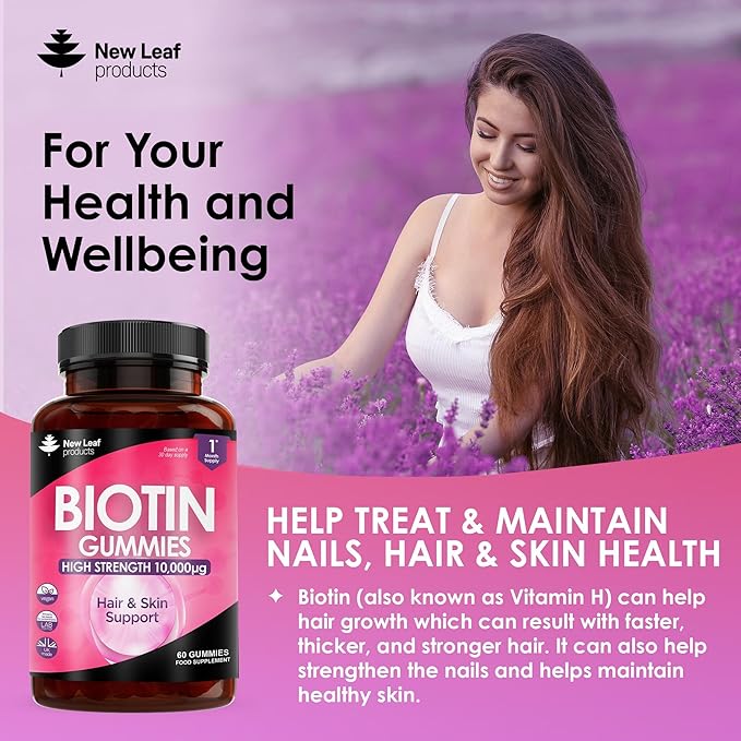 Beauty Hair Skin & Nails Gummies for Hair Growth & Skin Health Biotin 10,000µg