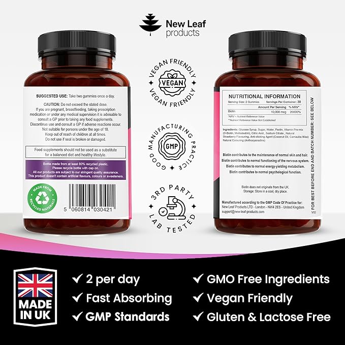 Beauty Hair Skin & Nails Gummies for Hair Growth & Skin Health Biotin 10,000µg