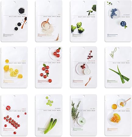 EUNYUL [Pack of 12] Daily Care Face Sheet Mask Pack 12 types Korean Skincare Hydrating Facial mask pack
