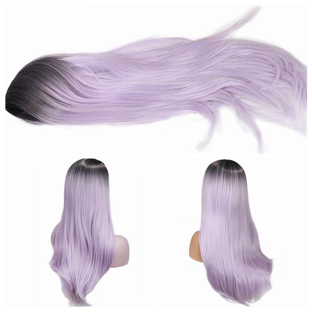 Grass Green Long Straight Synthetic Fiber Wig