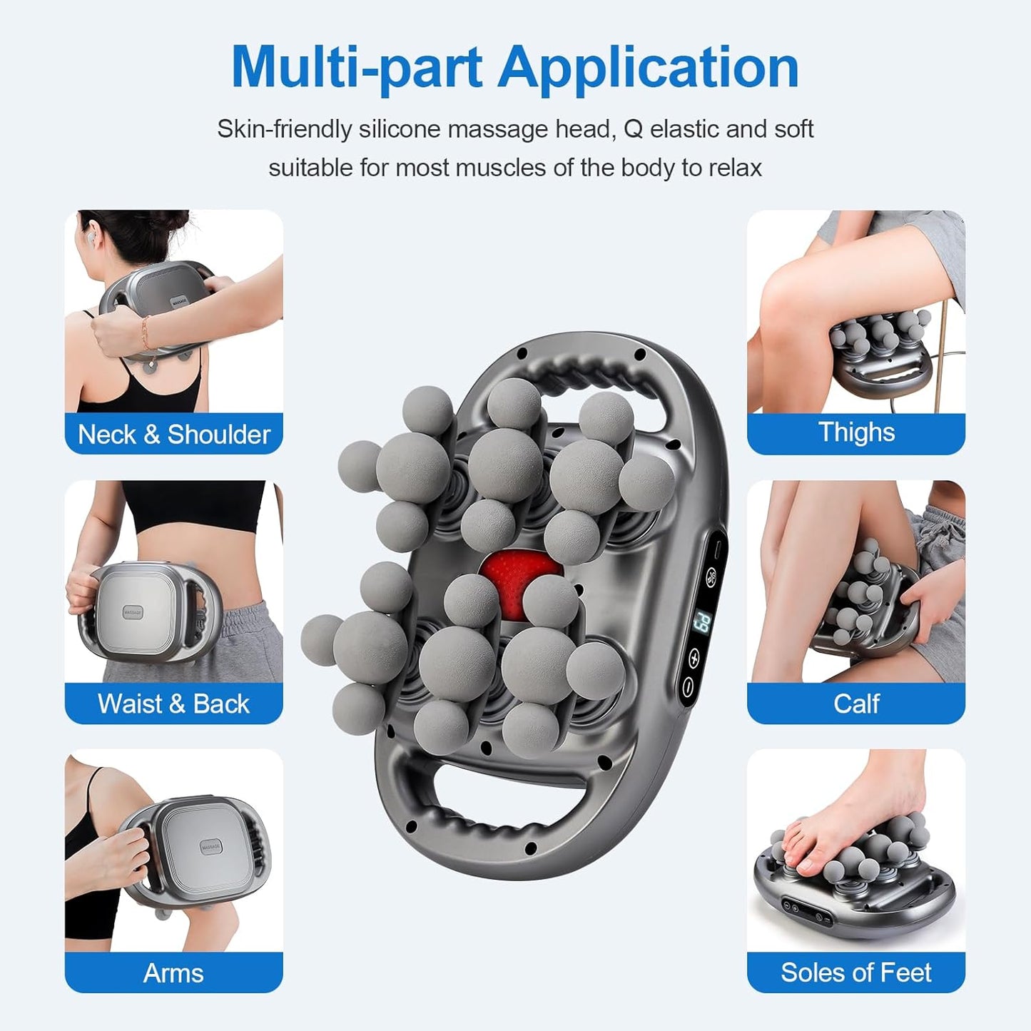 22-Head Fascia Gun High-Frequency Vibration Body Massage Gun Back Waist Massager