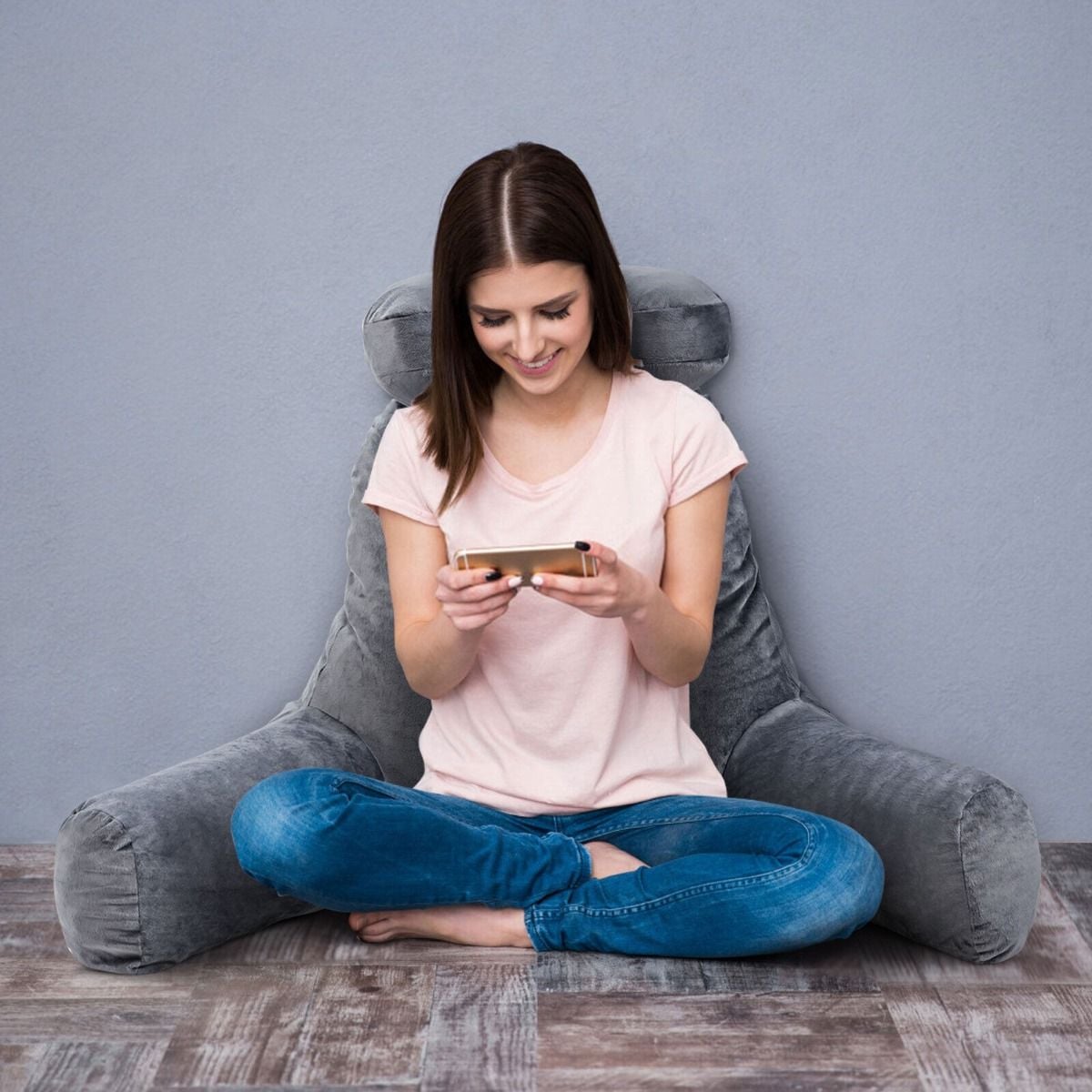 Extra Large Bed Rest Reading Pillow with Detachable Neck Roll