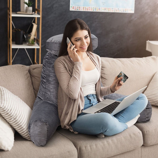 Extra Large Bed Rest Reading Pillow with Detachable Neck Roll