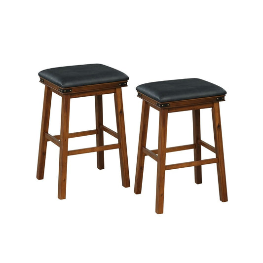 Set of 2 Upholstered Bar Stool 76cm Backless Height Bar with Footrest